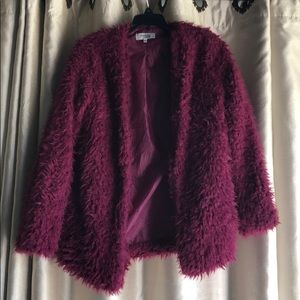 purple fuzzy jacket
